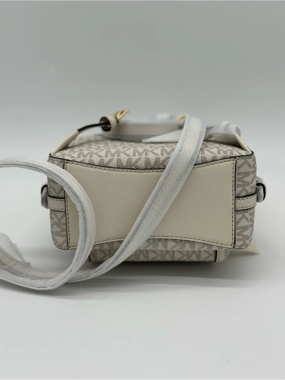 Michael Kors Cream Beige Signature Mini Backpack with Gold Hardware